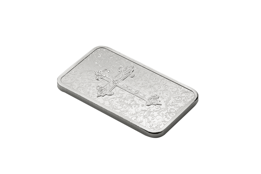 1oz Silver Bar Cross of Christianity