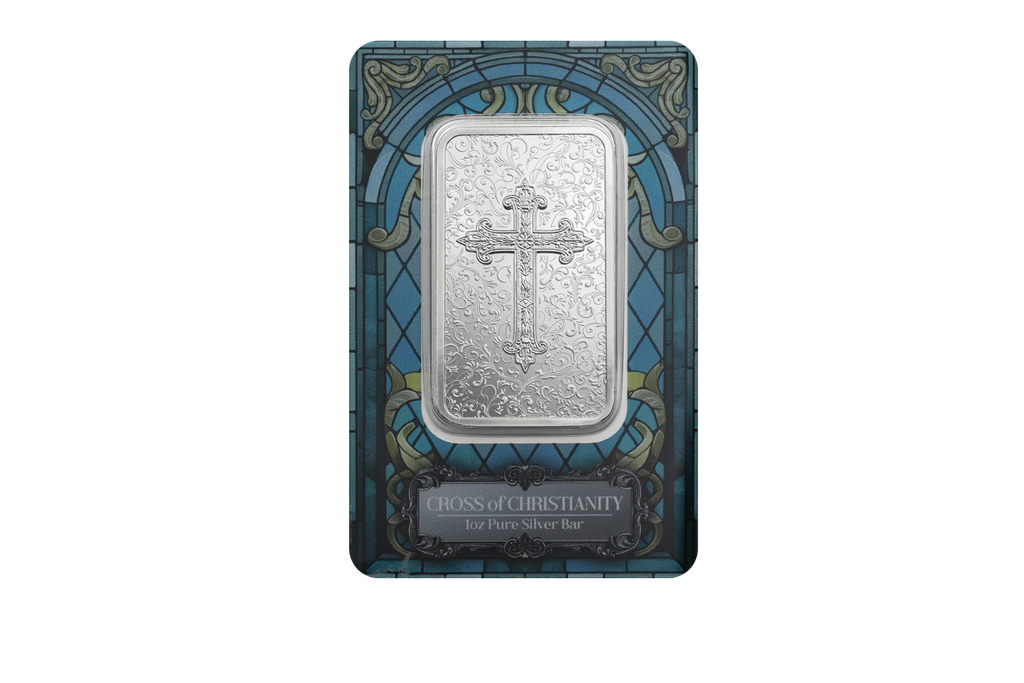1oz Silver Bar Cross of Christianity