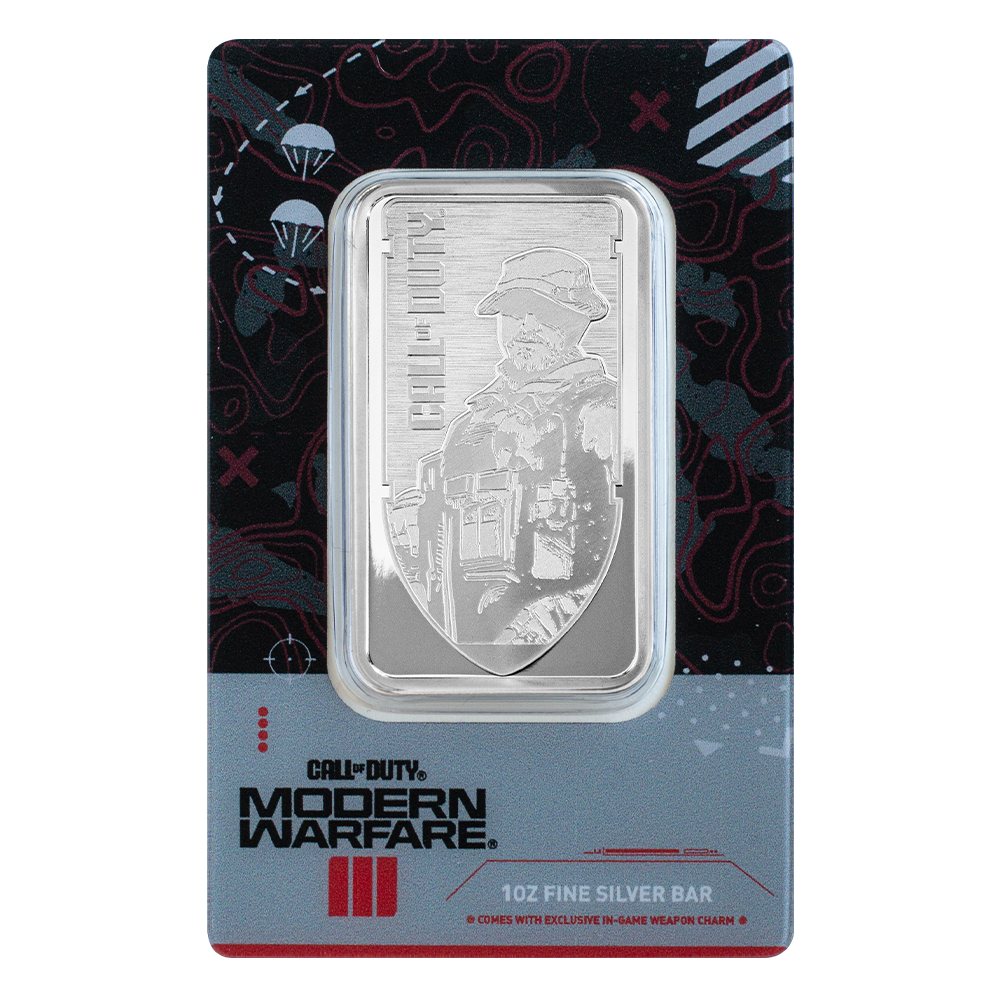 Call of Duty®: Modern Warfare® III 1oz silver bar with pendant frame & bonus in-game weapon charm