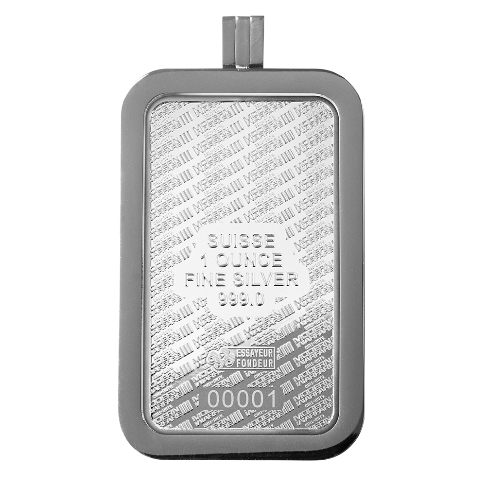 Call of Duty®: Modern Warfare® III 1oz silver bar with pendant frame & bonus in-game weapon charm