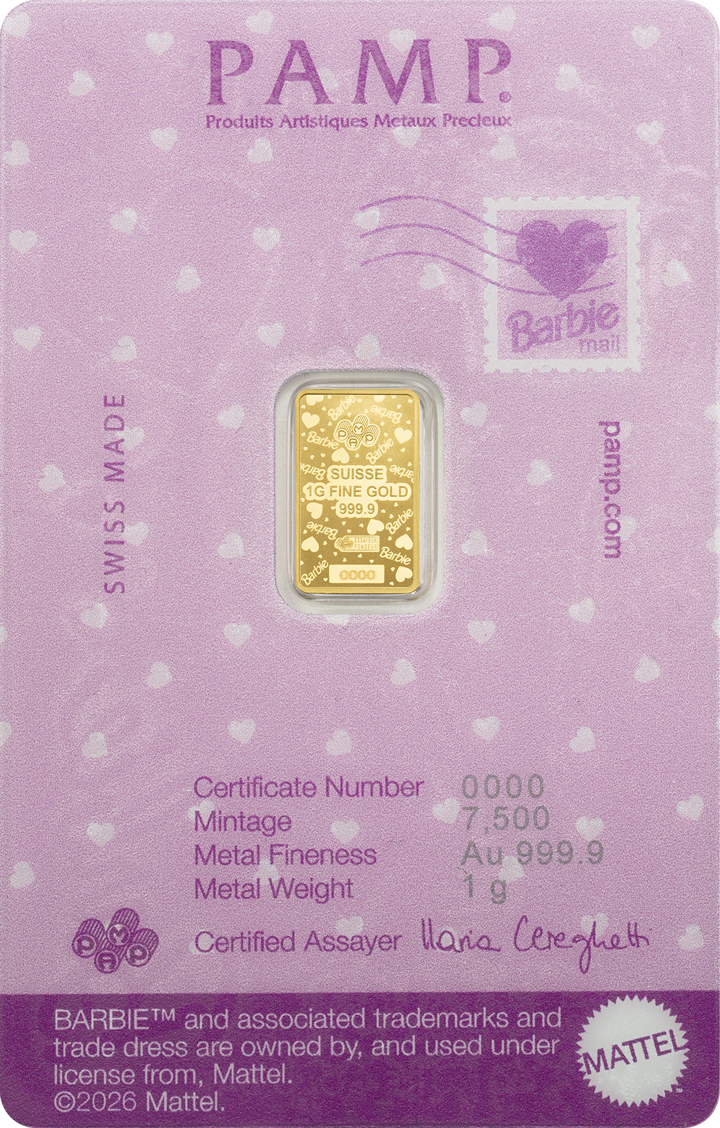1g Gold Bar Barbie™ Valentine’s Day
